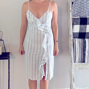 Zara Striped Dress - Blue & White w/Ruffle
